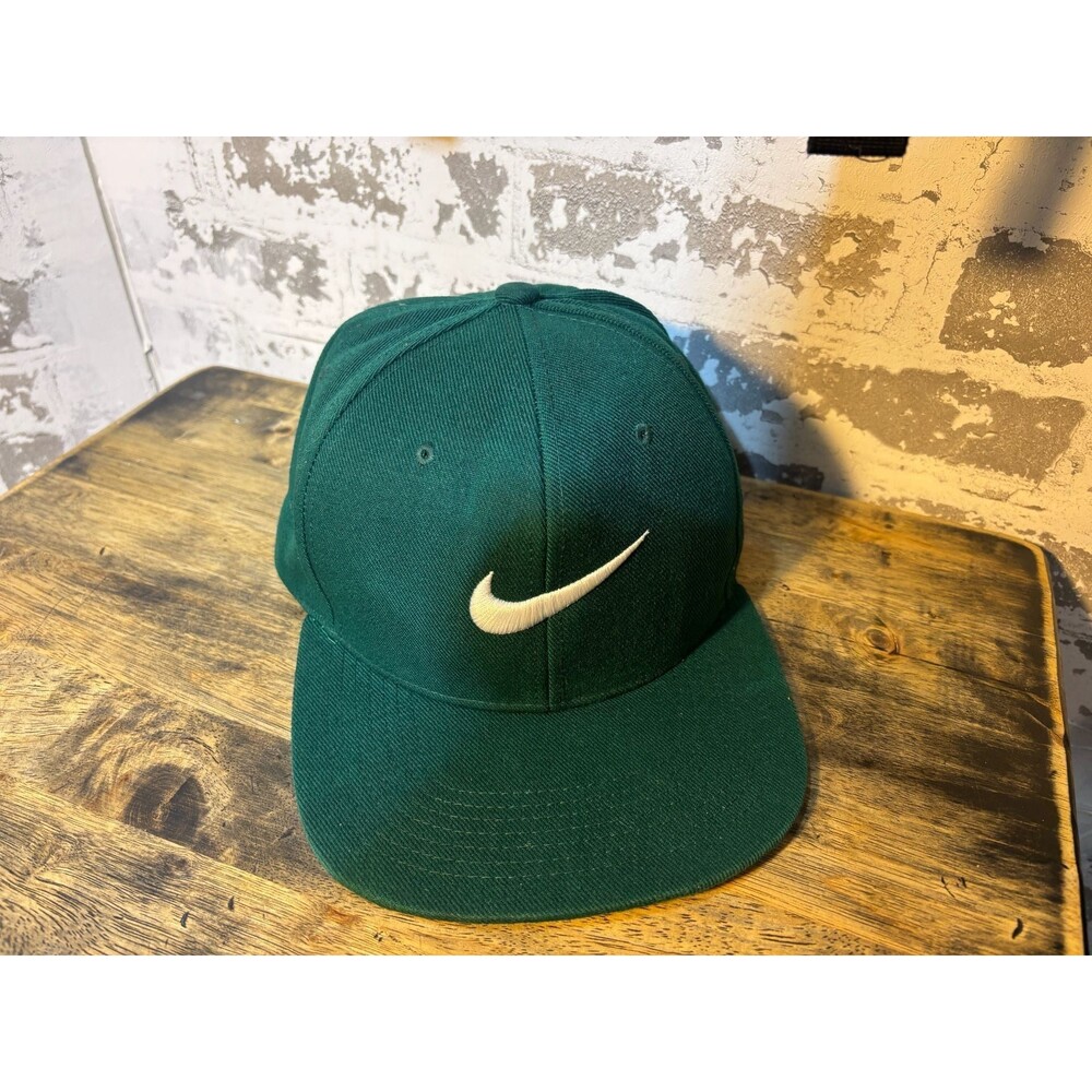 Mu:ka Headwear Custom Embroidered Green Nike Swoosh Snapback Hat